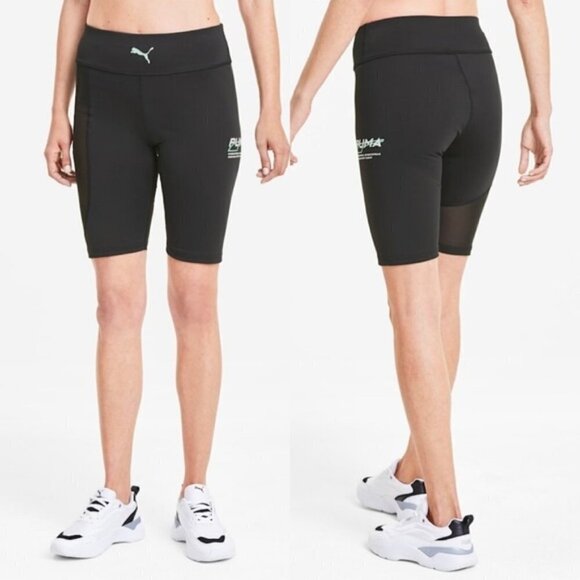 Puma Evide Biker Shorts High Rise Waist Mesh Mid Thigh Length Black Size XS - Picture 3 of 14